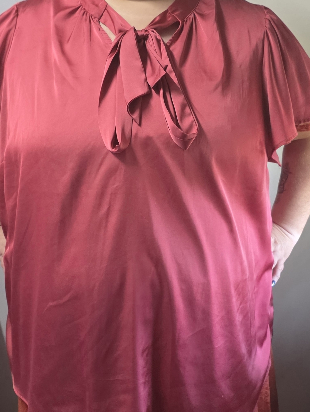 torrid Red Satin Blouse With Bow